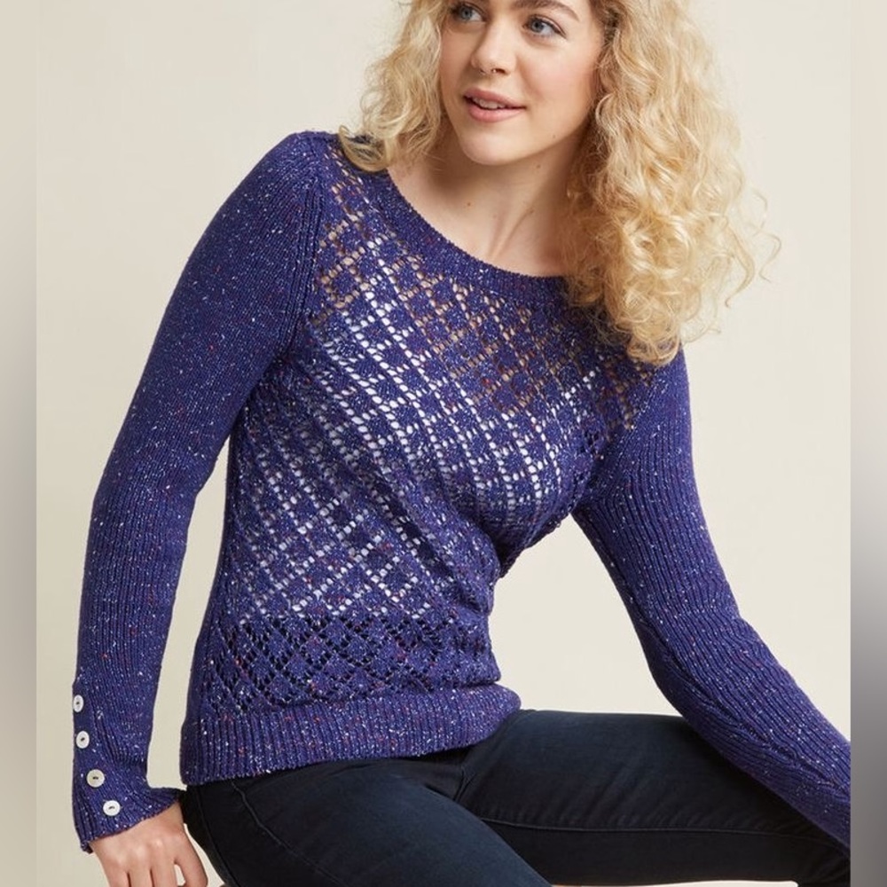 ModCloth Impromptu PhotoShoot Sweater Jumper Pullover in Blue Dusk